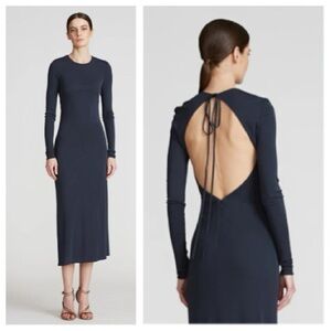Halston Peyton cocktail blue midi dress